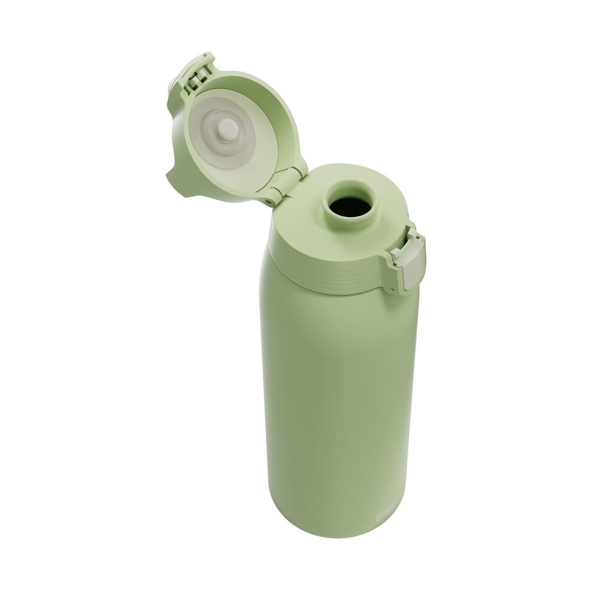 SIGG Shield One teräksinen juomapullo Eco Green 1,0 l, korkki avattuna