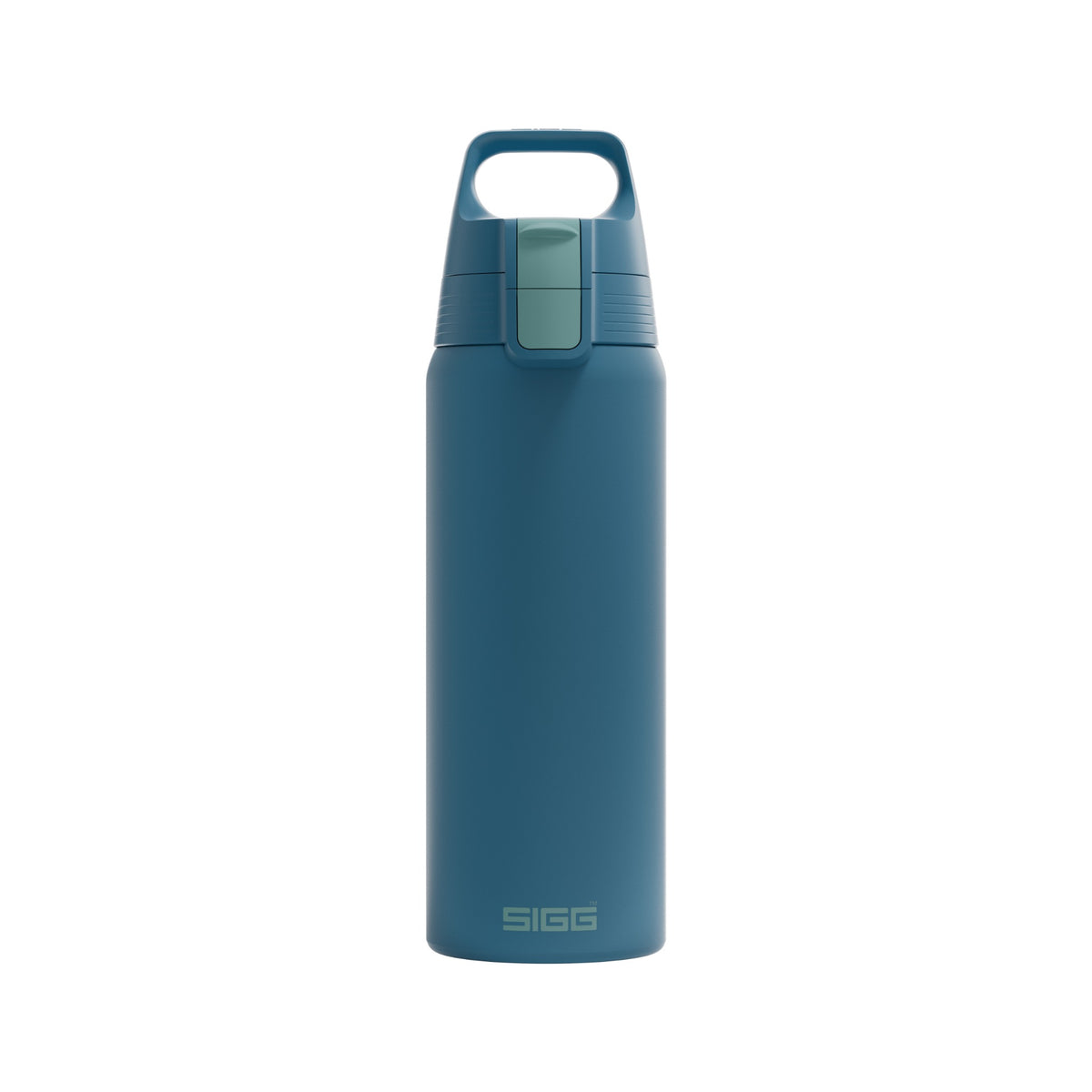SIGG Shield One teräksinen juomapullo Blue Puya 0,75 l, edestä, pullo täytettynä
