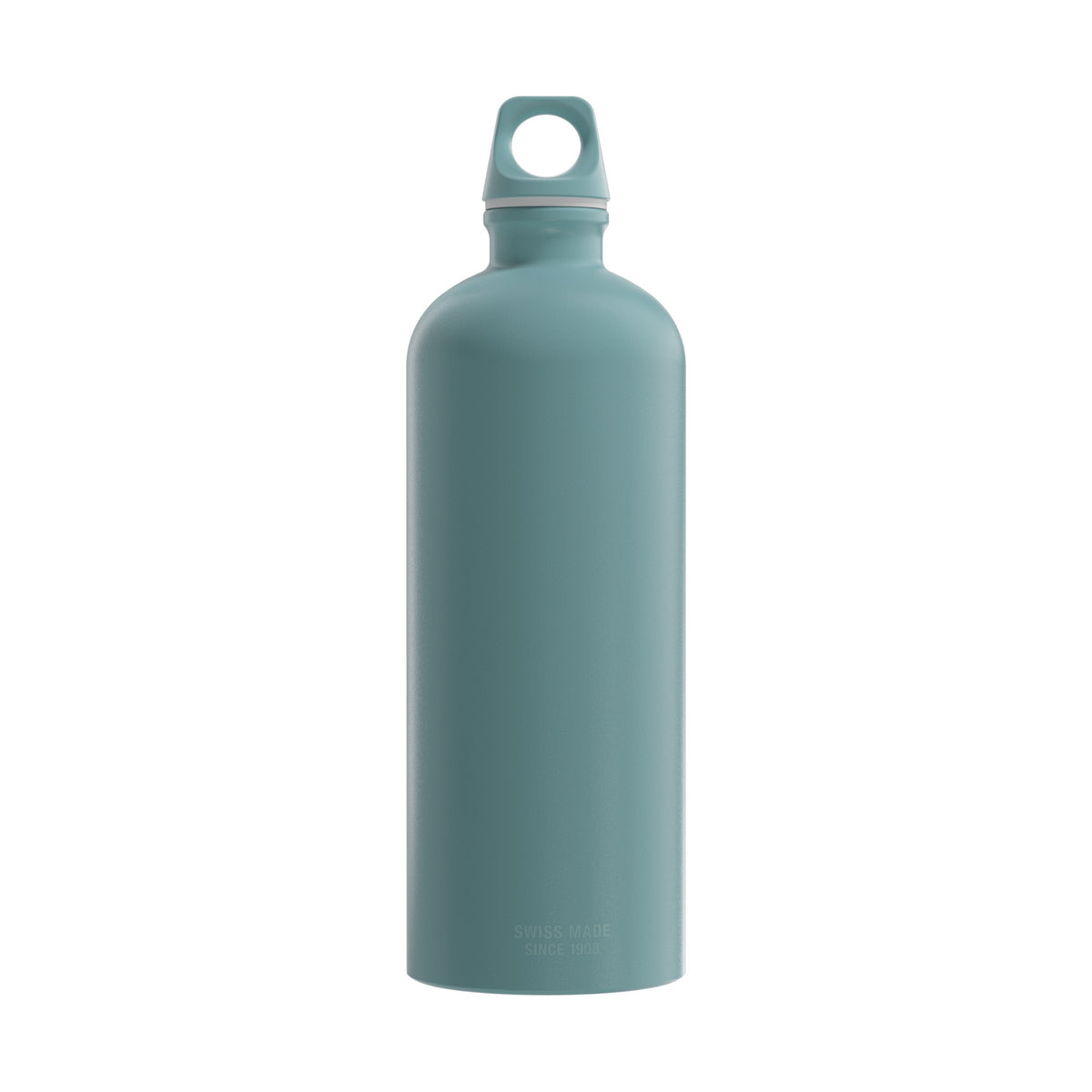 SIGG Traveller Morning Blue 1,0 l juomapullo, takaa, pullo täytettynä