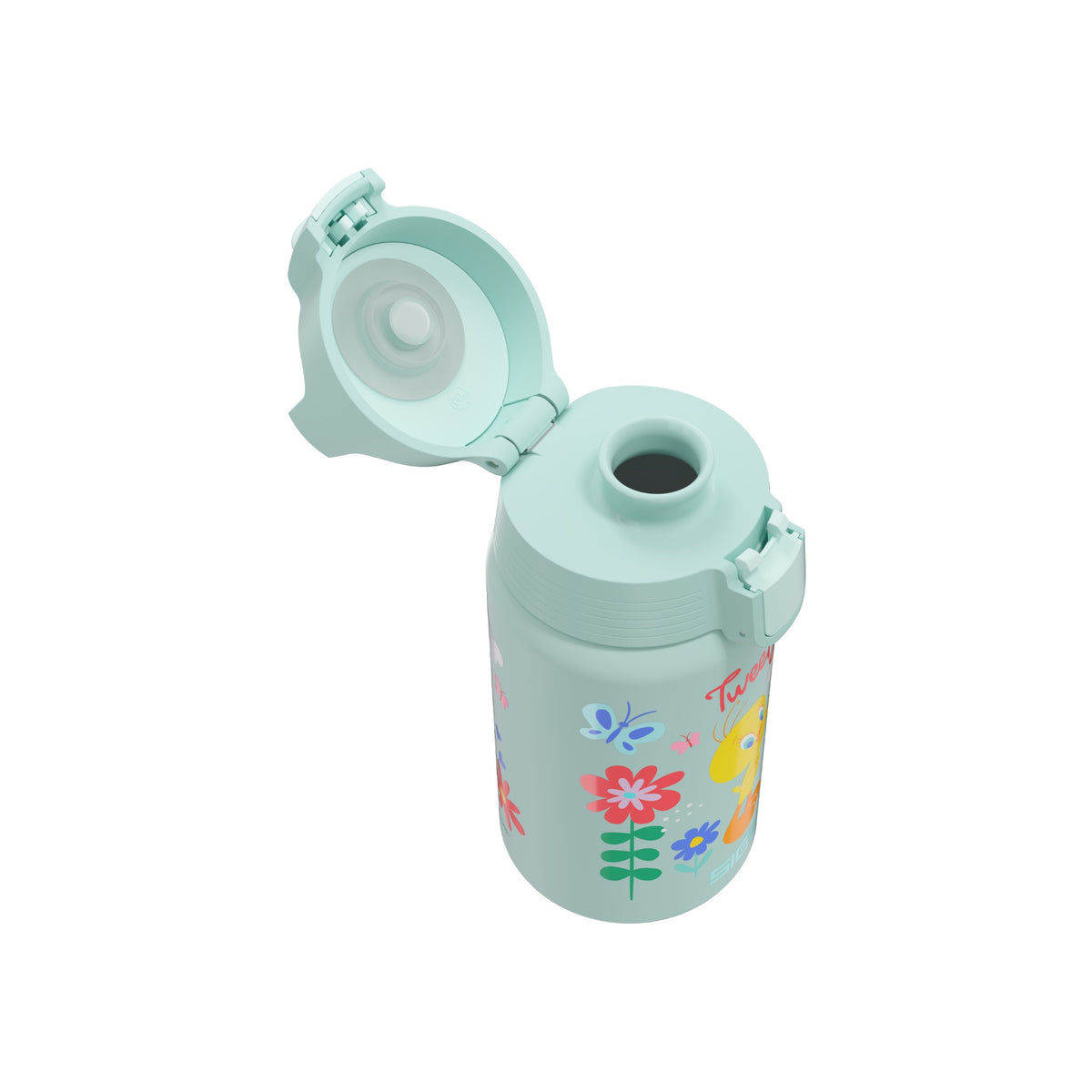 SIGG SHIELD ONE TWEETY 0,5 l LASTENPULLO, korkki avattuna