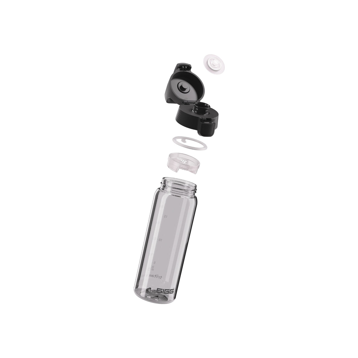 SIGG Total Color ONE Transparent 0,6 l juomapullo, osiin purettuna