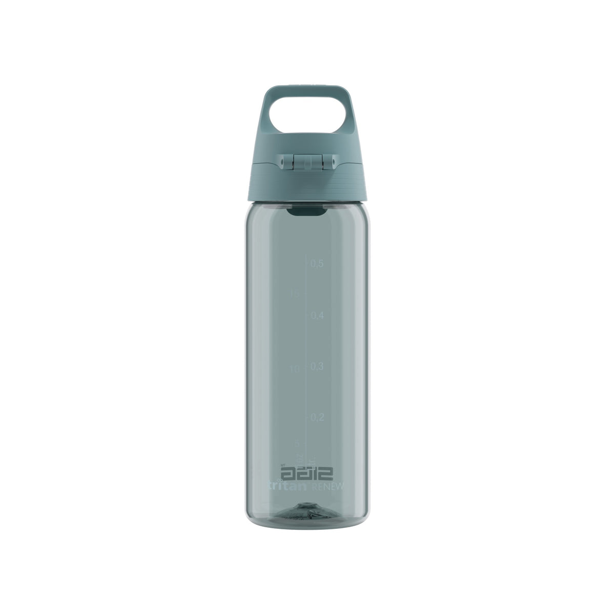 SIGG Total Color ONE Morning Blue 0,6 l juomapullo, takaa, pullo täytettynä