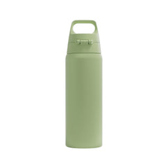 SIGG Shield One Eco Green teräksinen juomapullo 0,75 l, takaa, pullo täytettynä