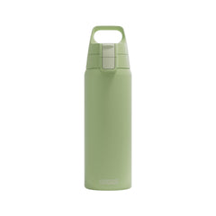 SIGG Shield One Eco Green teräksinen juomapullo 0,75 l, edestä, pullo täytettynä