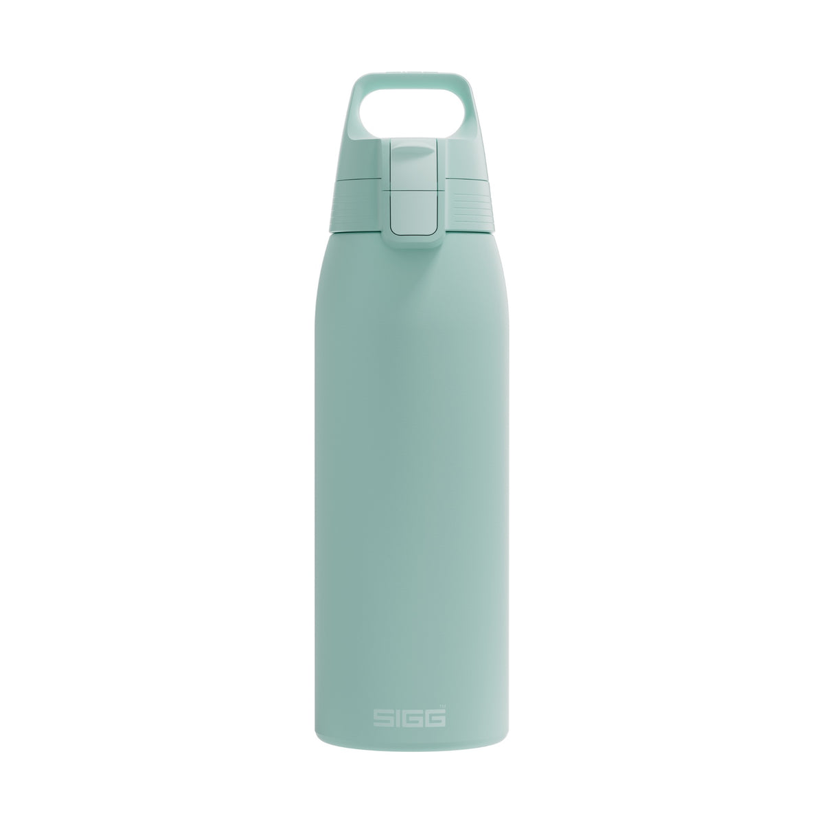 SIGG Shield One teräksinen juomapullo Milky Blue 1,0 l, edestä, pullo täytettynä