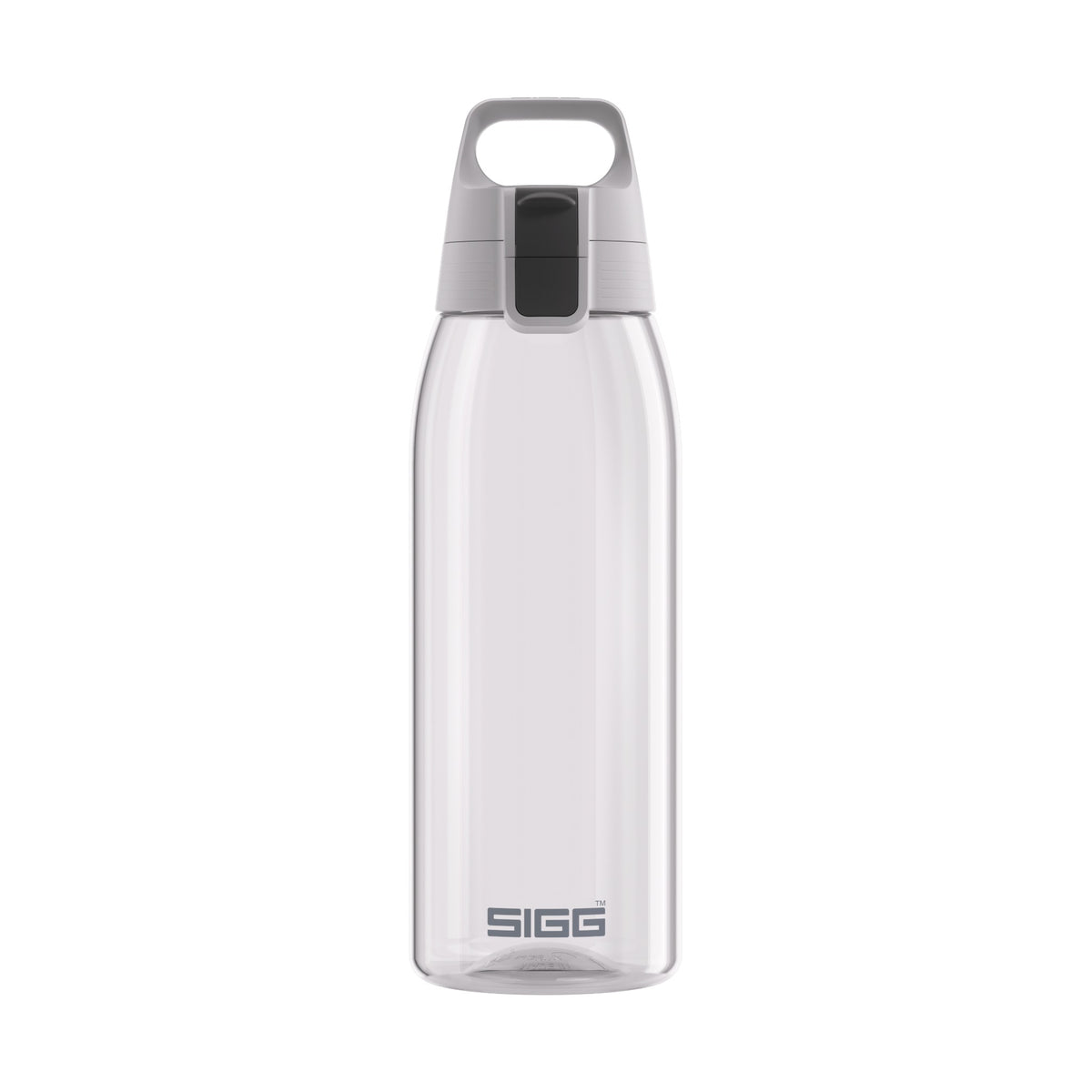 SIGG Total Color Transparent 1,0 l, edestä, pullo täytettynä